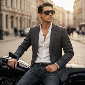 NEW Mens BioHazard Classic Style Iconic Sunglasses Charcoal Grey NWT